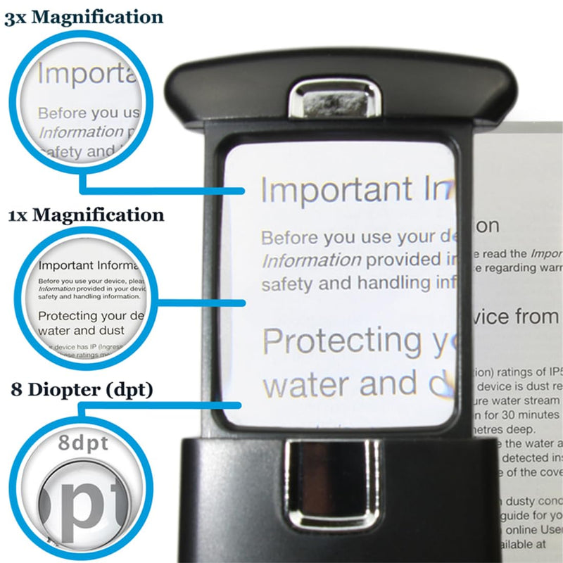 EasY Magnifier Small Pocket Magnifying Glass 300% with LED Light for Reading; Lighted Hand Held Coin Loupe; Mini Magnify Lens; Gifts for Seniors