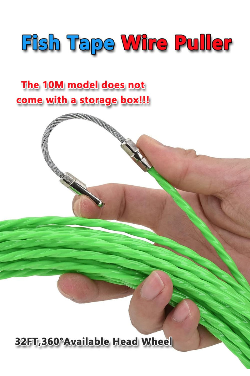 Fish Tape Cable Puller Kit 32FT 10m 4.5mm PET Electrical Cable Puller spiral extruded polymer Electrical Fish Tape (10M)