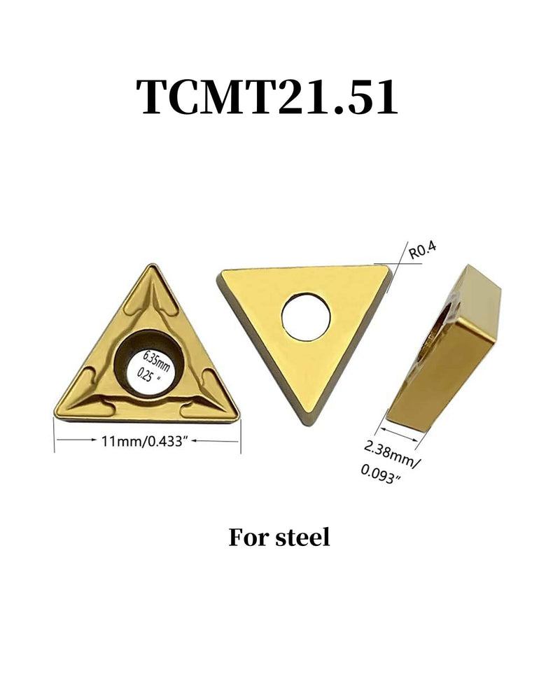 GBJ 1/2"Round Shank Boring Bar Set,90 Degree with Indexable Carbide Inserts TCMT21.51(TCMT110204),4 Pieces/Set for Processing Steel and Stainless