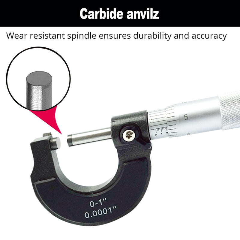 Nortools Outside Micrometer, Ratchet Stop, Lock Nut 0-1" /0.0001" Precision Machinist Tool
