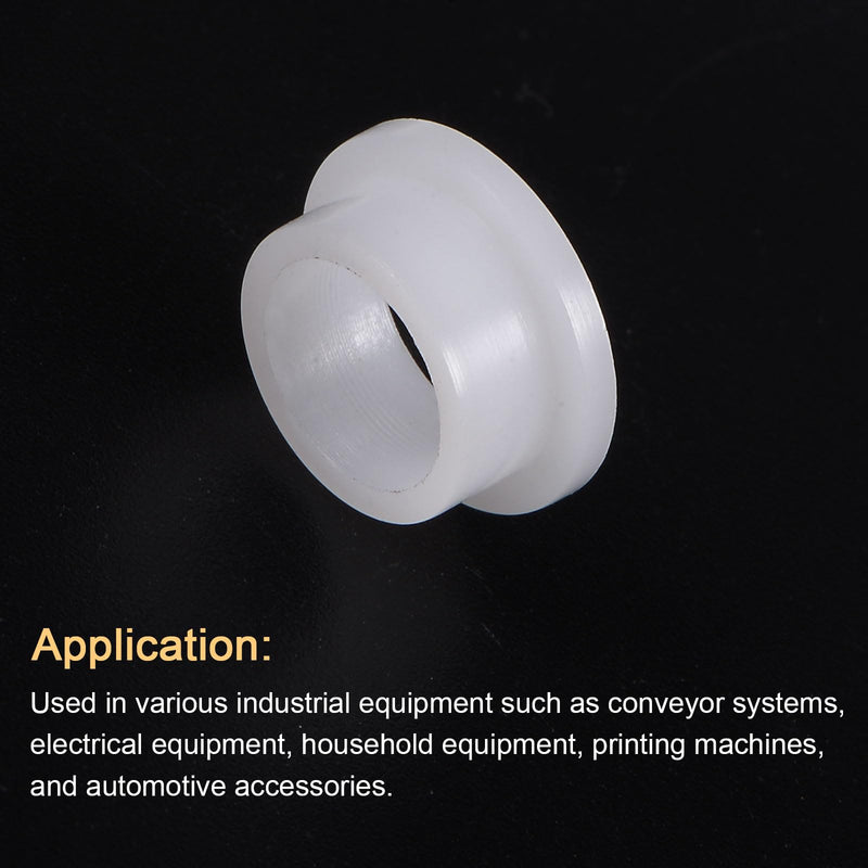 uxcell 12pcs Flanged Sleeve Bearings Plastic Bushings ID 10mm x OD 13mm x Length 6.5mm Nylon Bushings, White 12