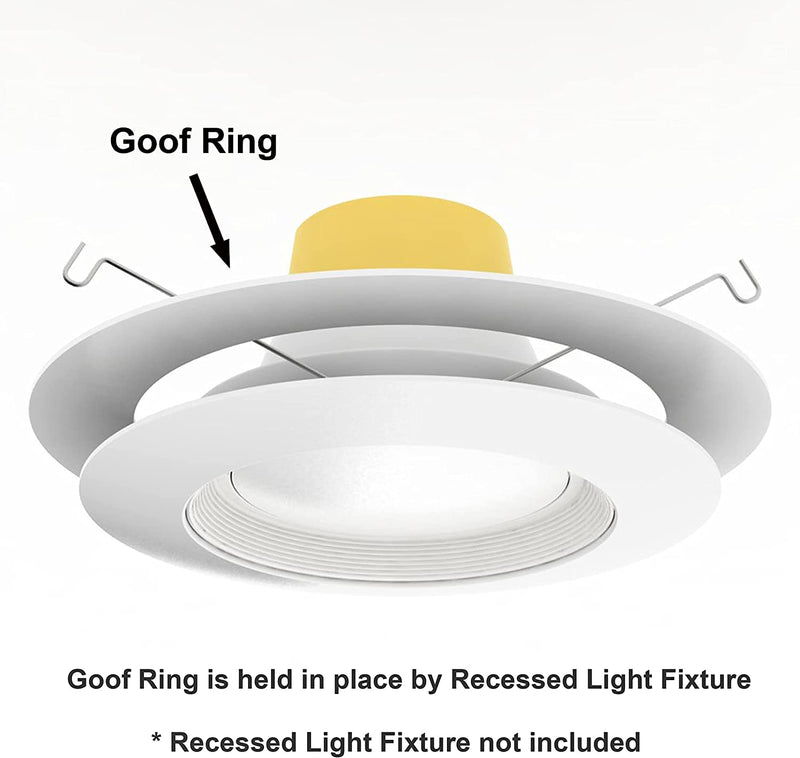 LightLabs Goof Ring Matte 6 Pack 8.06" Diameter for 6" Cans. Inlcudes Ring Tape to Fix Drywall Damage for Flush Recessed Down Lights. 6.2" Inner Diameter Recessed Light Cover Matte White 6 Packs 6 Inch
