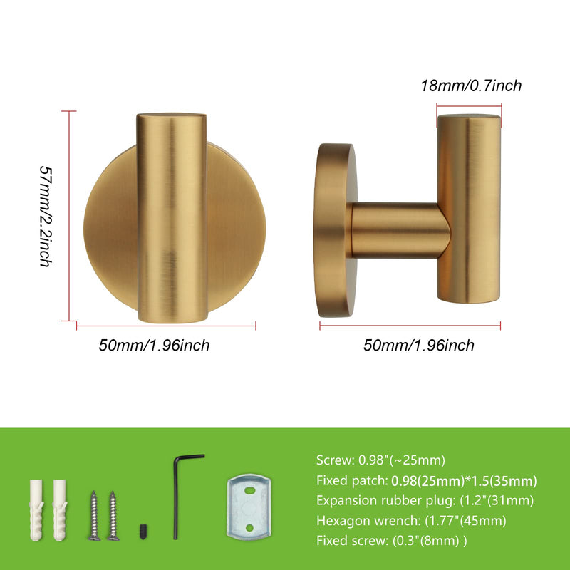 TUNNY 3 Pack Round Bathroom Towel Hooks -Champagne Gold Robe Hooks Coat Hooks Wall Hooks for Bathroom Hooks Bedroom Hooks Kitchen Hooks Champagne Gold
