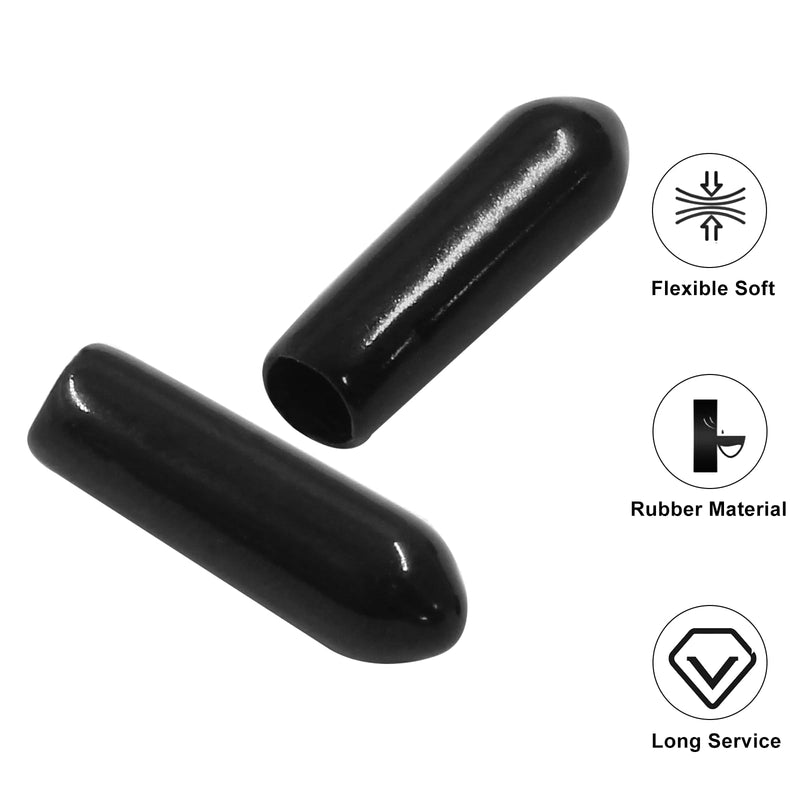 100Pcs Black Rubber End Caps Flexible PVC Round End Cap Cover,Soft and Durable Plastic Screw Thread Protectors for Screw Bolt Pipe and Tubing Tip (4mm ID) 4mm ID