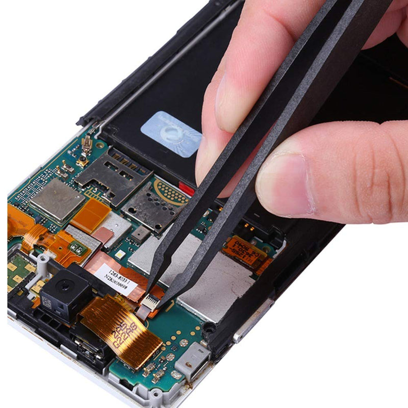 FEITA Precision Plastic Tweezers Kit - Plastic Anti static Tweezers Set Pickup Craft Electronics DIY Repair Tool - Black - 6Pcs 2. Black - 6 Pcs