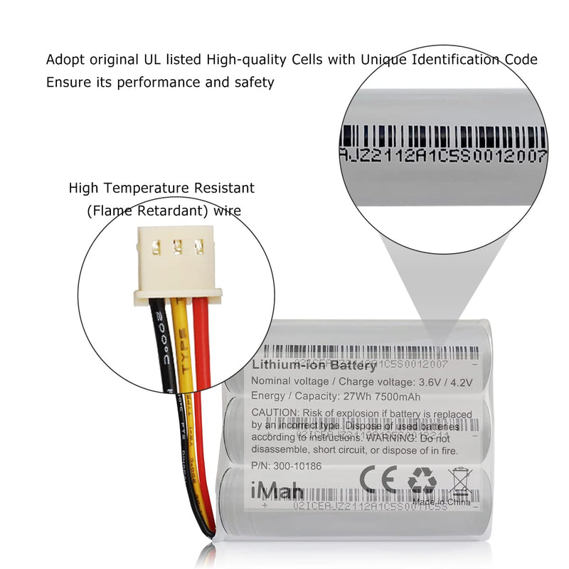 iMah Replacement Battery 300-10186 for ADT Command Smart Security Panel | 3.6V 27Wh