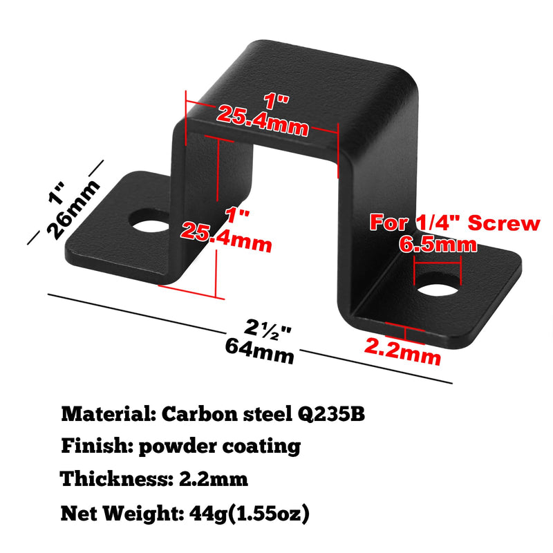 GBGS 20 Pcs Black Square Tube Strap Clamp for 1" x 1" Pipe, U Shape Pipe Clamp,3/32"Thick 1" x 1"