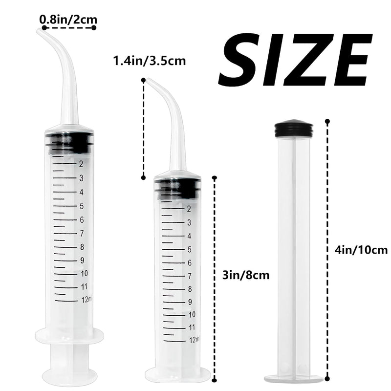 12ml Dental Syringe, Dental Irrigation Syringe with Curved Tip, for Oral, Dental Care, Tonsil Stone Squirt, Feed Pet, 10 Pack