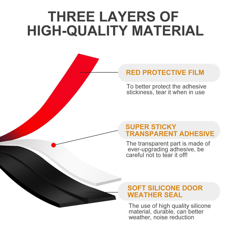 Wide Silicone Weather Stripping Door Seal, Strong Adhesive Door Draft Stopper, Door Sweep Draft Stopper for Doors Gap&Under Bottom Garage Door, Glass Shower Door, Sliding Door, 2" x 20 ft, Black 2In Width,20Ft Length