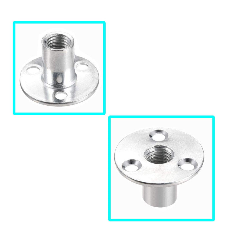 Socell M12 Brad Hole Tee Nut Carbon Steel Round Base Screw-in T-Nuts Furniture Hardware Flange Insert Female Thread T-Nut M12x40x2.5mm（5pcs）