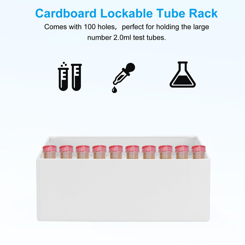 PATIKIL 100 Well Centrifuge Tube Freezer Storage Box, 6 Pcs Waterproof Cardboard Tube Rack for 0.5ml, 1.5ml, 1.8ml, 2ml Tubes Vials Samples, White