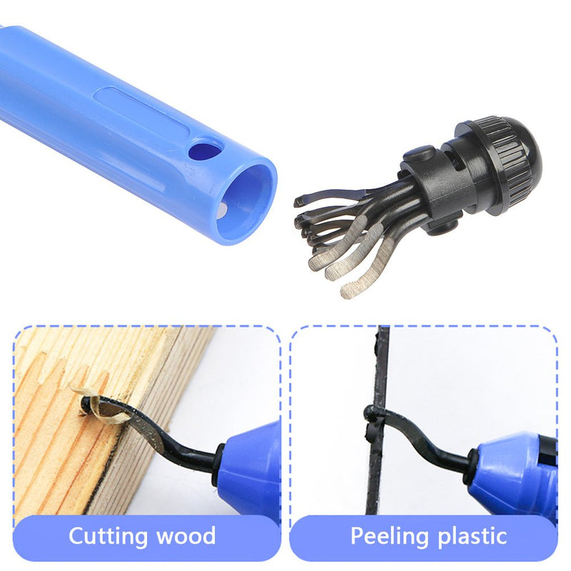 Metal Deburring Tool Kit Deburring Cutters Set, Anti-Slip Handle with 10pcs High-Speed Steel Rotary Deburr Blades Set, Great Burr Remover Hand Tool for Wood, Plastic, Aluminum, Copper and Steel Anti-Slip Handle with10pcs BS1010 Deburring Blades