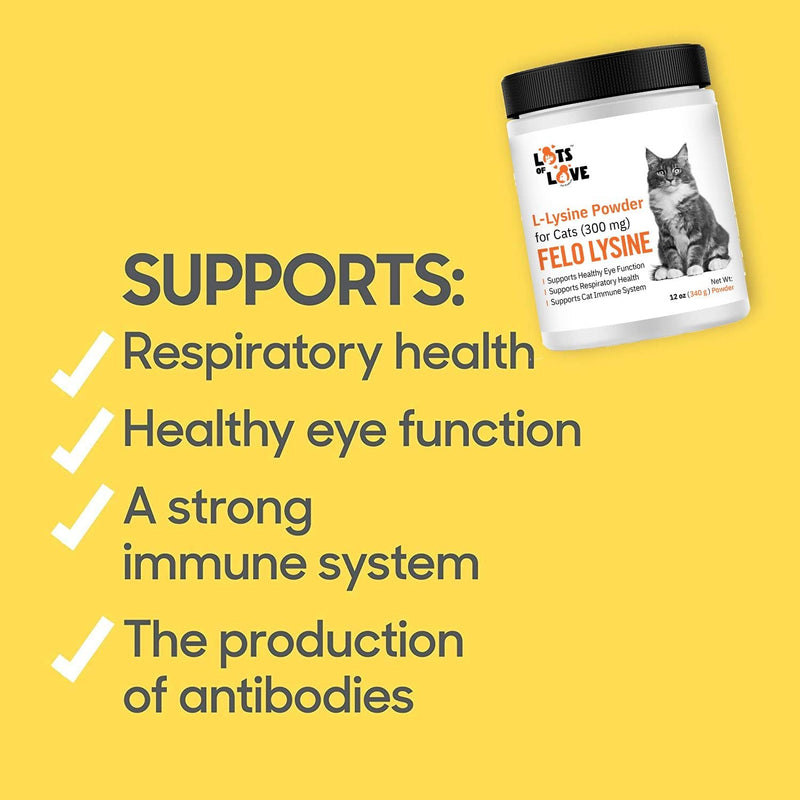 FELO LYSINE - L-Lysine Powder for Cats 300 mg (Thomas Pet Earlier), 12 oz 12 oz (340 g) Powder - PawsPlanet Australia