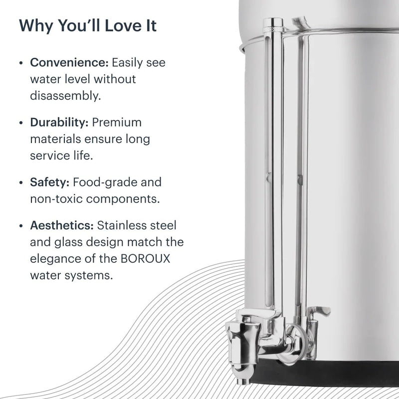 7 inch Boroux Water Level Spigot for Boroux Legacy in Stainless Steel Finish