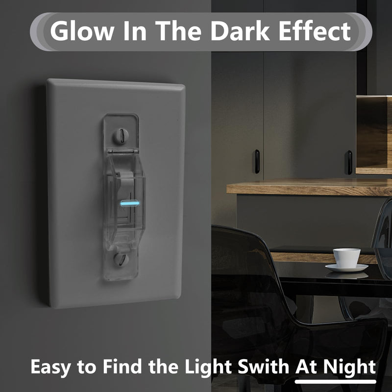 2 Pack Light Switch Cover Guard,Wall Light Switch Lock With Glow In The Dark Effect, Child Proof Wall Switch Cover Keeps Lights or Switches from Being Accidentally Turned ON or OFF （Clear) tansparent-2PC