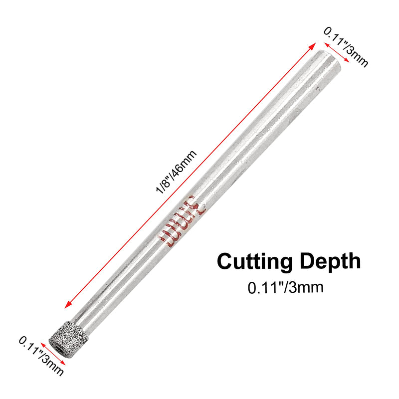 Luomorgo 12Pcs 3mm/1/8 inch Diamond Hole Saw, 1/5 inch Cutting Depth Diamond Diamond Drill Bits for Glass Ceramic Marble Porcelain Tile Granite Quartz Gemstone 12Pcs, 3mm / 1/8 inch