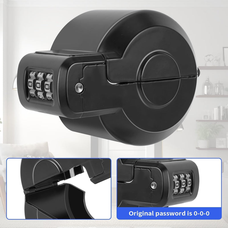 Door Knob Safety Cover Lock Child Proof Door Knob Lockout Device Cover | Combination Lock for Kids Dementia Elderly Safety Water Gas Valve Faucets Temporary Door Handle Lock Fits Most Circular Knobs Black