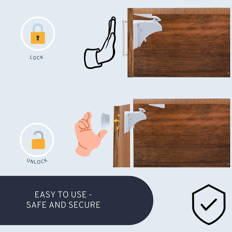 BigBest Magnetic Cabinet Locks – Baby Proofing for Drawers & Cabinets | No Drilling, Easy Installation, Strong Adhesive, Baby Cabinet Locks 12 Locks + 2 Keys Regular 12.0