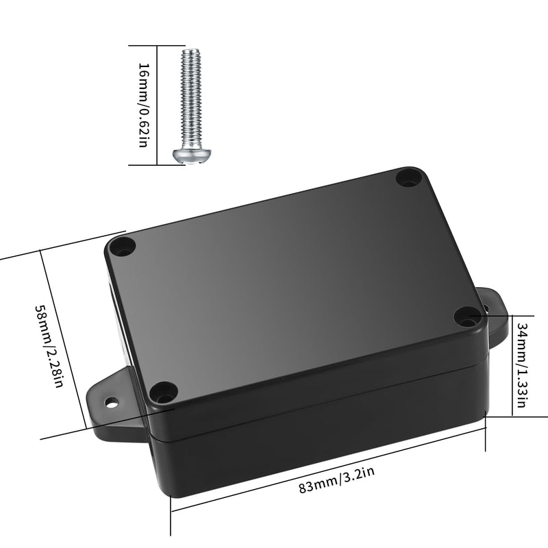 Project Box, 4pcs Junction Boxes, IP65 Waterproof Electrical Boxes, ABS Plastic Dustproof Electrical Project Case Power Junction Boxes with Fixed Ear for Outdoor Electronics - 3.3x2.3x1.37 C