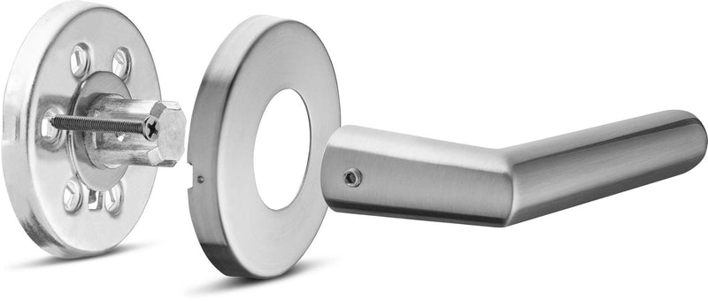 Berlin Modisch Privacy Lever Door Handle Sleek Round Easy to Open Locking Lever Set [for Bedroom or Bathroom] Reversible for Right & Left Sided Doors Heavy Duty - Satin Nickel Finish Privacy [Lock with no key required] Brushed Nickel