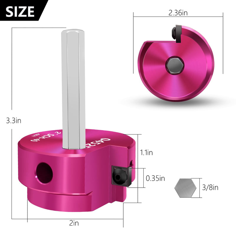 PVC Fitting Saver 2-Inch Head,PVC Reamer,2" PVC Pipe Reamer with 3/8-Inch Hex Shaft,PVC Socket Saver Plumbing Tool Plastic Pipe Fitting Reamer for Sch.40 PVC CPVC ABS Fitting,Fit Standard 1/2" Drills 2 Inch