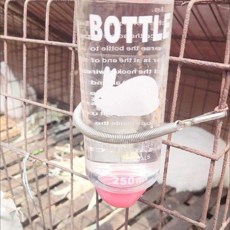 10Pcs Spring with 2 Clips Used Singly or in Combination to Hold Rabbit Water Dispenser Drinking Bottle for Small Animals Feeding and Watering Supplies