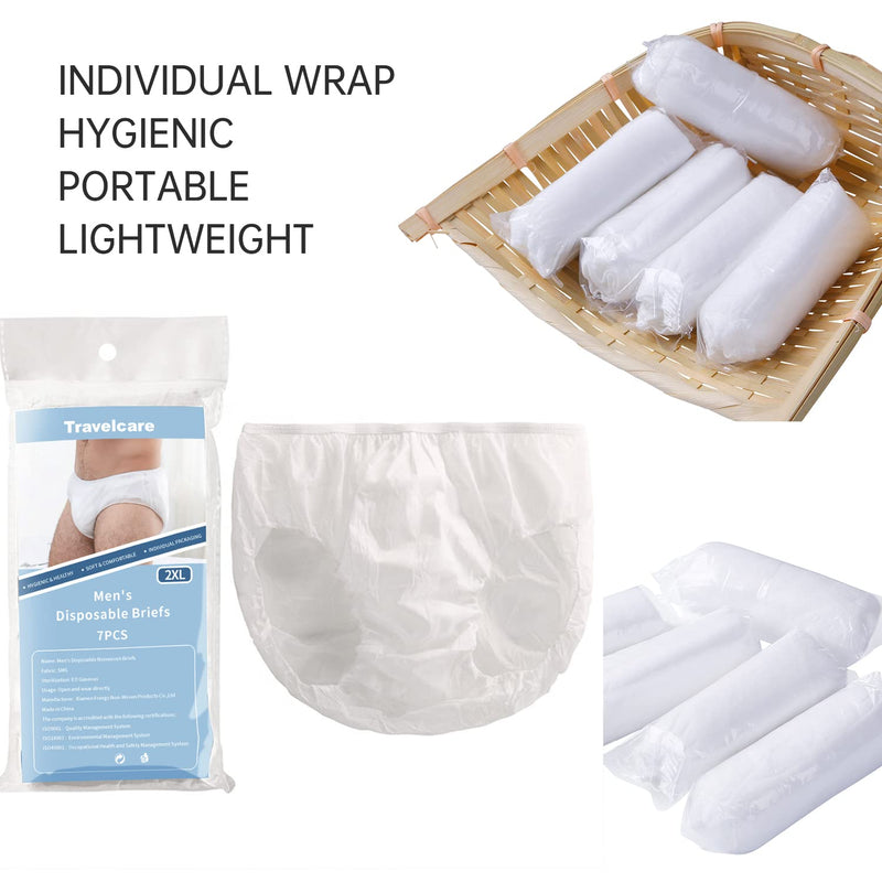 35 Pack Men's Disposable Nonwoven Underwear Portable Briefs for Traveling Fitness Hotel Spa Hospital Stays XX-Large White