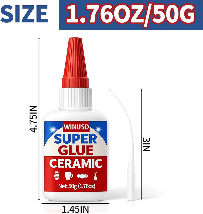 50g Ceramic Super Glue Adhesive - Instant Repair for Porcelain, Pottery, Dishes & Tiles | Waterproof, High Resistant | Strong Bond for Kitchen Sink, Bathroom, DIY Crafts & Home Decor Fixes - NewNest Australia
