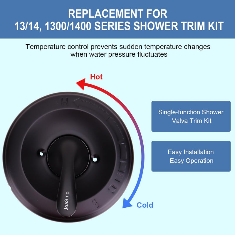 T13020-BL Matte Black Shower Handle Replacement for Delta Classic 13 Series Single-Function Shower Valve Trim Kit,Faucet Parts Fit Delta Shower Valve R10000 Series (Only Handle,Cartridge Not Included) Shower Handle(Cartridge NOT Included)