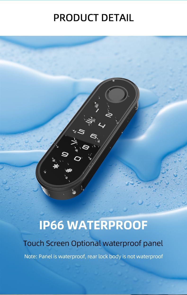 Waterproof Smart Fingerprint Cabinet Lock with USB Key for Wooden Furniture Drawer and Wardrobe