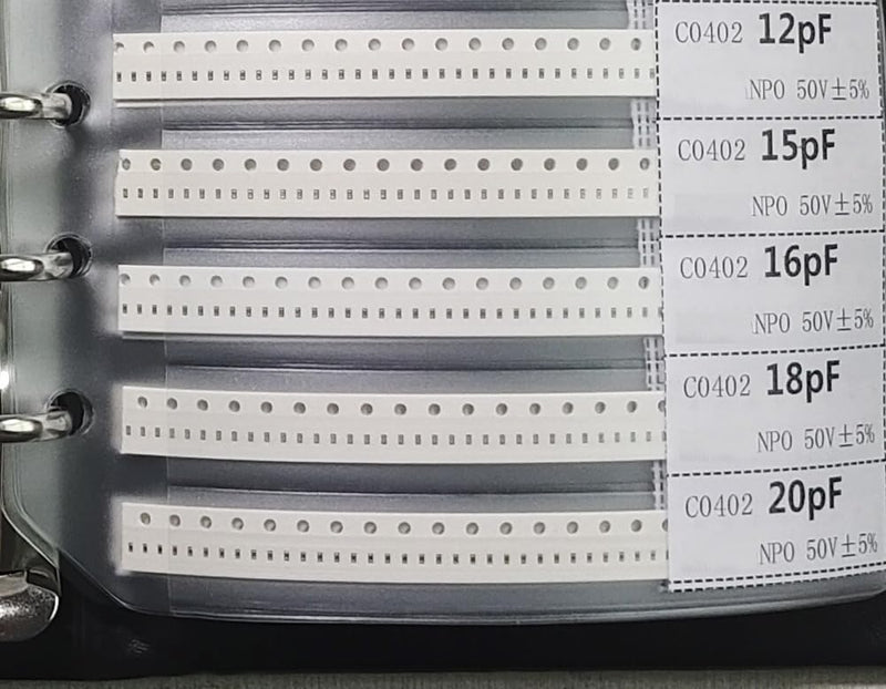 0402 0.5pF-2.2uF 82 Values(50pcs/Value) 4100pcs Capacitor Kit All Series SMD Combo Sample Book Kit SMT Pack Box Book 0402 (0.5pF-2.2uF) Capacitors