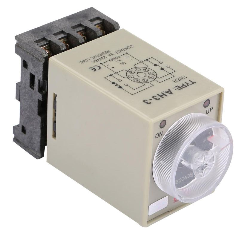 Timer Relay, Delay ON Time Relay, AH3-3 AC 110V 0-10 Seconds Knob Control Timer Relay Delay ON Time Relay with Base AC 110V