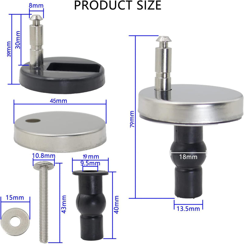 DOITOOL Toilet Seat Hinge Replacement Kit 2 Pcs Universal Toilet Cover Accessories with Quick Release Screws and Top Fix Nuts for Bathroom Repair