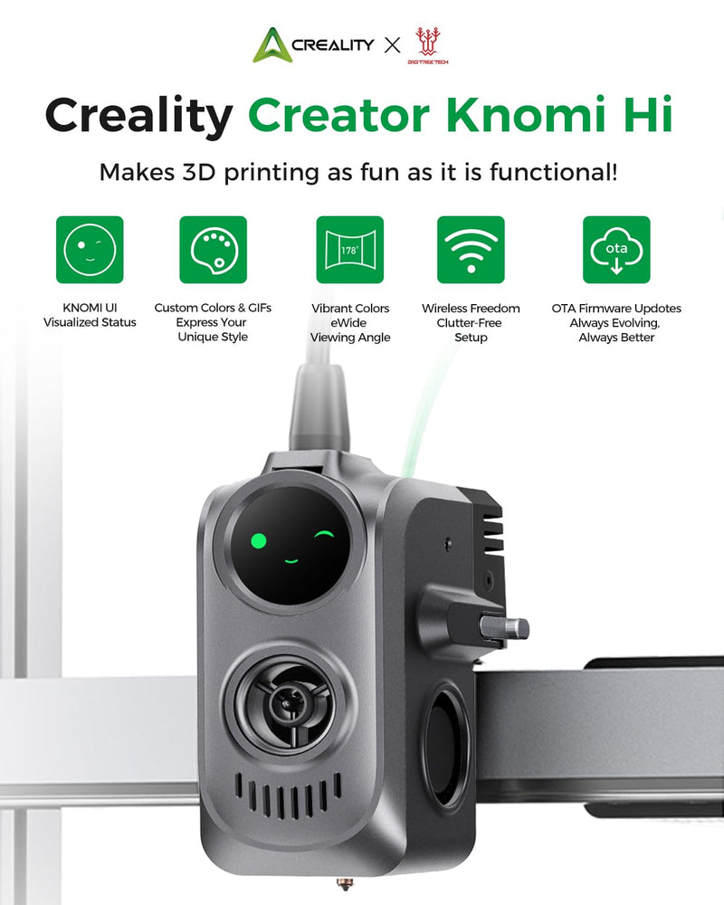 Creality Official Creator Knomi Hi, Expressions Visualized Smart Print Head Display Screen, Custom Colors & GIFS, Real-time Display of Printing Status, 3D Printer Upgrade Accessories for Creality Hi