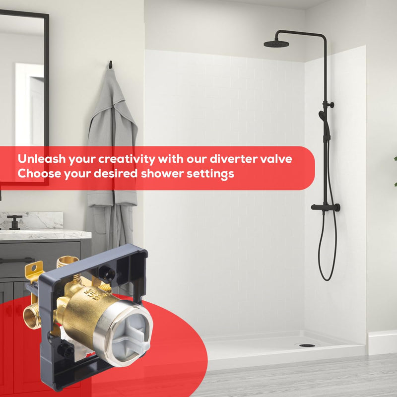 R10000 UNBXHF Shower Valve Body for Shower Faucet Trim Kits, Single or Dual Function Shower, Rough in Valve, Brass Body (R10000-UNBXHF) R10000-UNBXHF