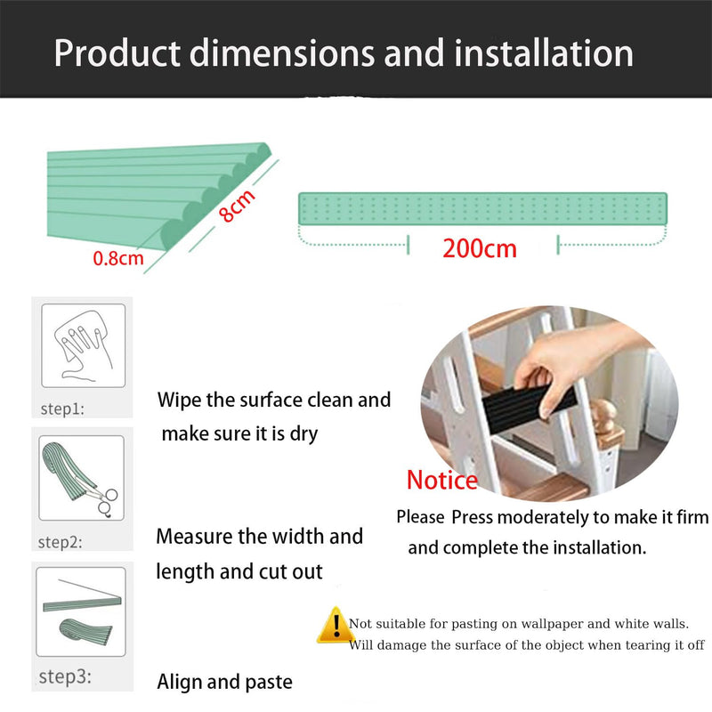 Bunk Bed Ladder Pads,Self-Adhesive Bunk Bed Ladder Cover Foam Padding,Traction Treads for Stair Steps,Soft Extra-Wide Edge Protector,Furniture 6.5 Ft Black 200X8X0.8CM 1