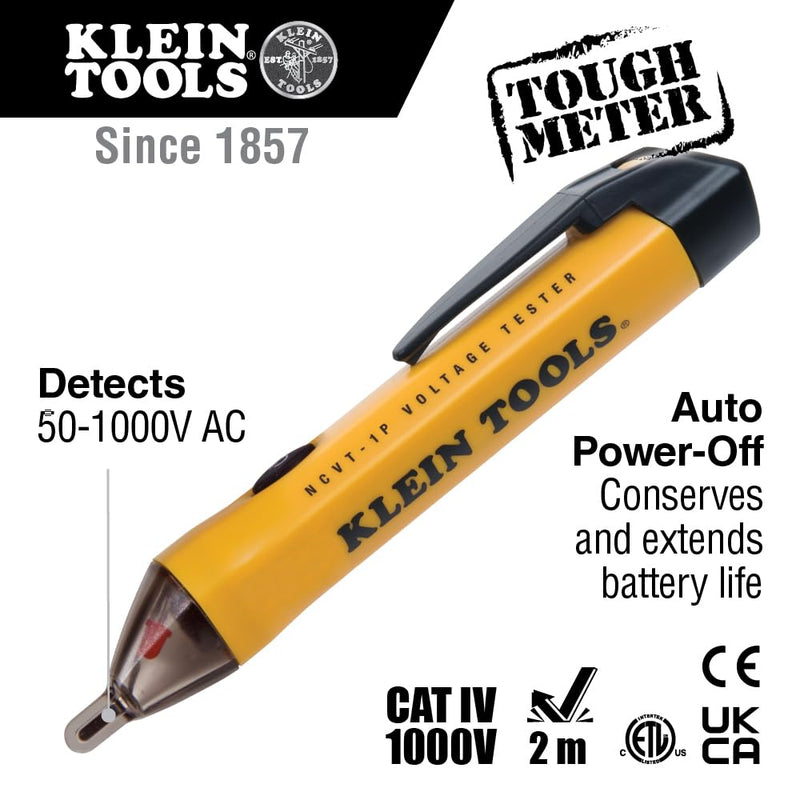 Klein Tools NCVT1PKIT Electrical Tester Kit with Non-Contact Low Voltage Tester, 50 to 1000V AC and GFCI Receptacle Tester, 2-Piece NCVT Kit