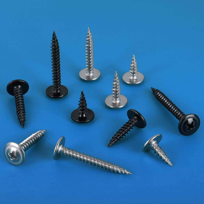 120Pcs #8 x 1-1/2 Inch Wood Screws Phillips Modified Truss Head Stainless Steel 410 Quick Metal Self Tapping Screws,Black Zinc Plated Black