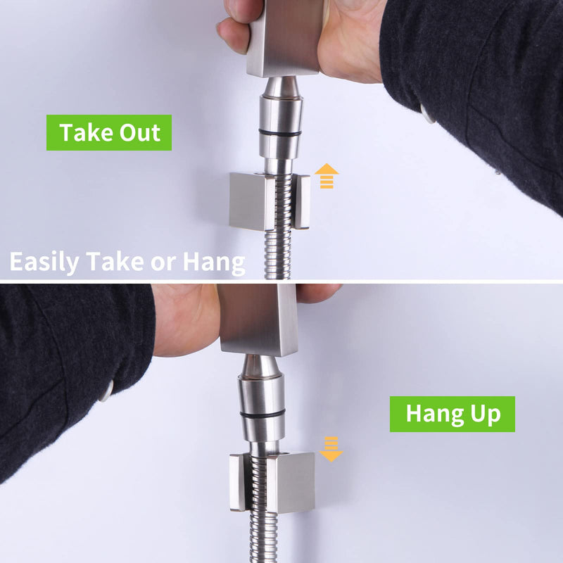 Angle Simple Shower Head Holder, Brass Wall Mount Shower Wand Bracket, Handheld Sprayer Holder, Brushed Nickel