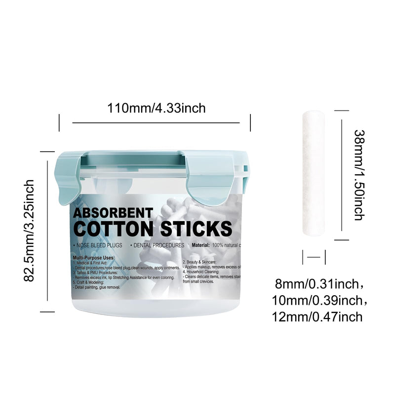 100Pcs Dental Cotton Rolls Nosebleed Plugs for Kids Adults Nose Bleed Stopper Hypoallergenic Mouth Gauze High Absorbent Oral Cleaning with Carry Box (12mm) 12mm
