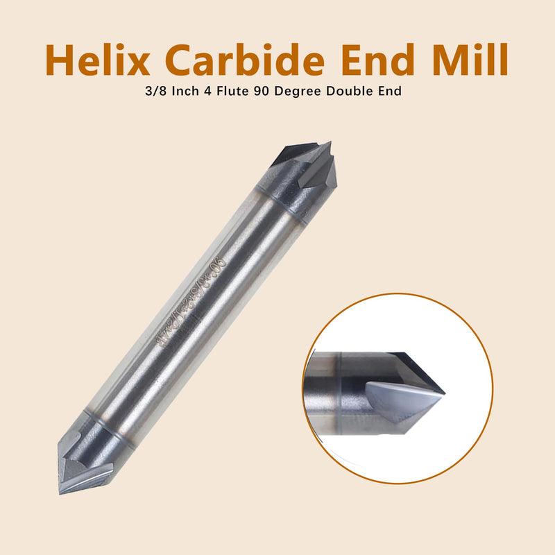 kimllier 3/8 Inch 4 Flute 90 Degree Double End Helix Carbide End Mill Tialn Coated