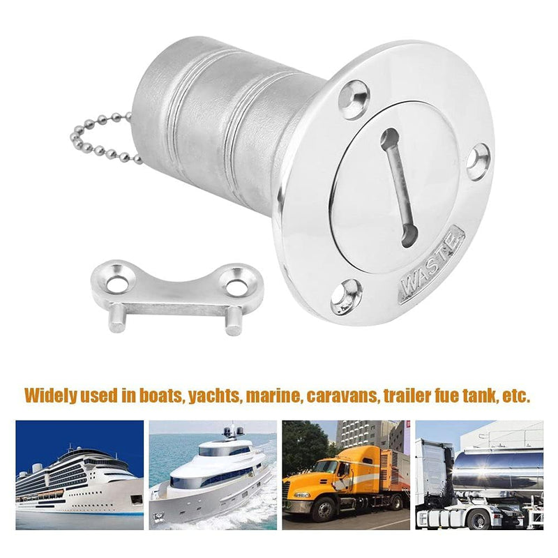 Aramox Marine Deck Filler, 316 Stainless Steel, 1.5inch Keyless Gas Fuel Fill for Boat