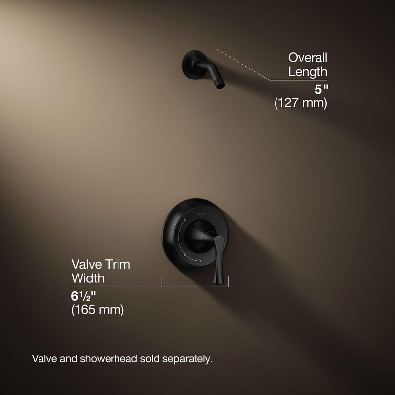 Kohler TLS35938-4-BL Buckley™ Rite-Temp® shower trim kit, without showerhead, Matte Black Rectangular