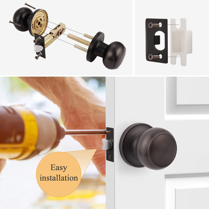 Probrico Colonial Style Door Knobs Door Locks (Passage, Oil Rubbed Bronze) 1