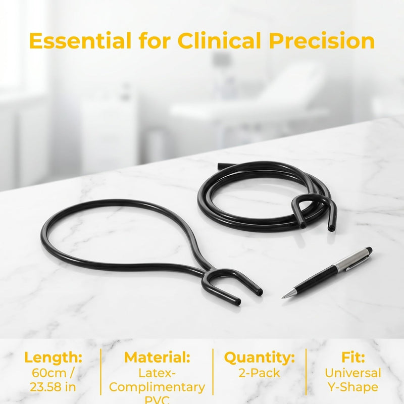 ULTECHNOVO 2-Pack Stethoscope Tubing Replacement Parts: 60cm Black Y-Shaped Flexible Tube for Nursing School Supplies - Latex Free Premium PVC Stethoscope Accessories Fit for Doctors and Students