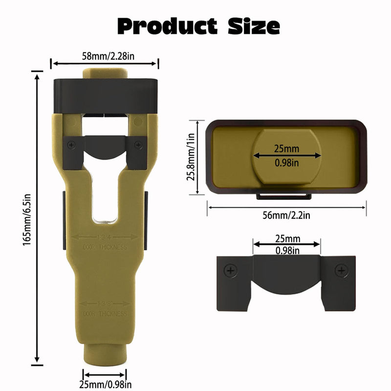 Door Latch Mortise Tool Professional Stainless Steel ABS Green Door Latch Installation Kit for 1 3/4in 1 3/8in Thick Doors Precise Cutting Template Non Slip Handle