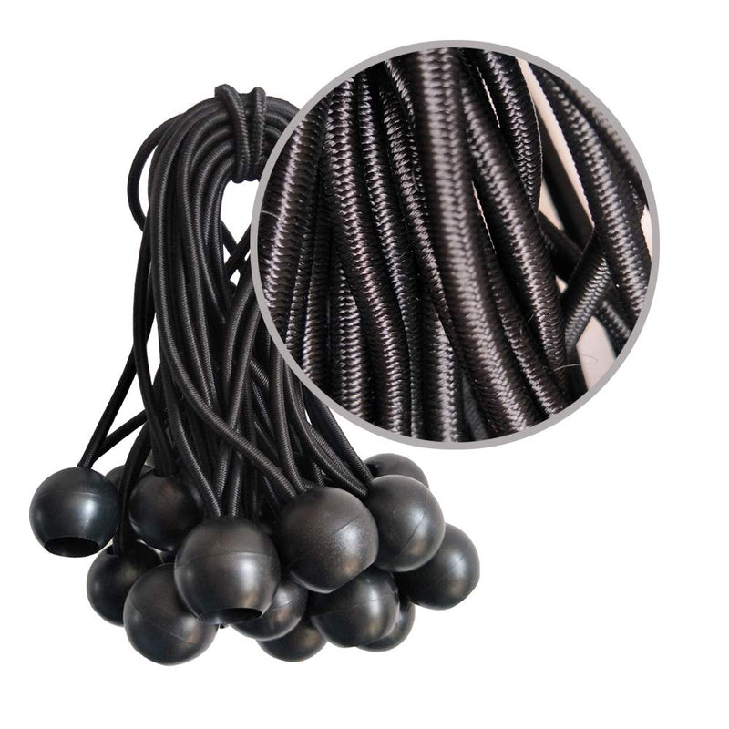Ball Bungee Cords, 50 Packs, 4 Inch Black Tie Down Cords for Tarp, Canopy Shelter, Wall Pipe, UV Resistant - NewNest Australia