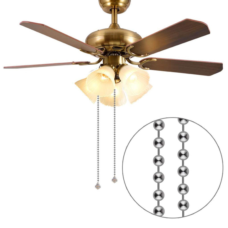 Ceiling Fan Pull Chain Metal Fan pull chain extension, ceiling fan chain connector,Diameter 3.2mm 6.5 Feet Long with 6 PCS Connector (Silver) Extension (Silver)