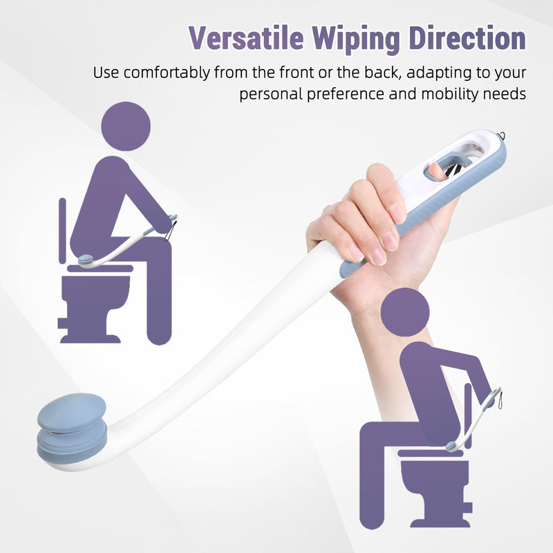 Toilet Aids for Wiping Bottom, 2-Pack - Long Reach Comfort Wipe with Replaceable Head & Strap - Bottom Buddy Wiping Aid for Elderly, Disabled & Post-Surgery