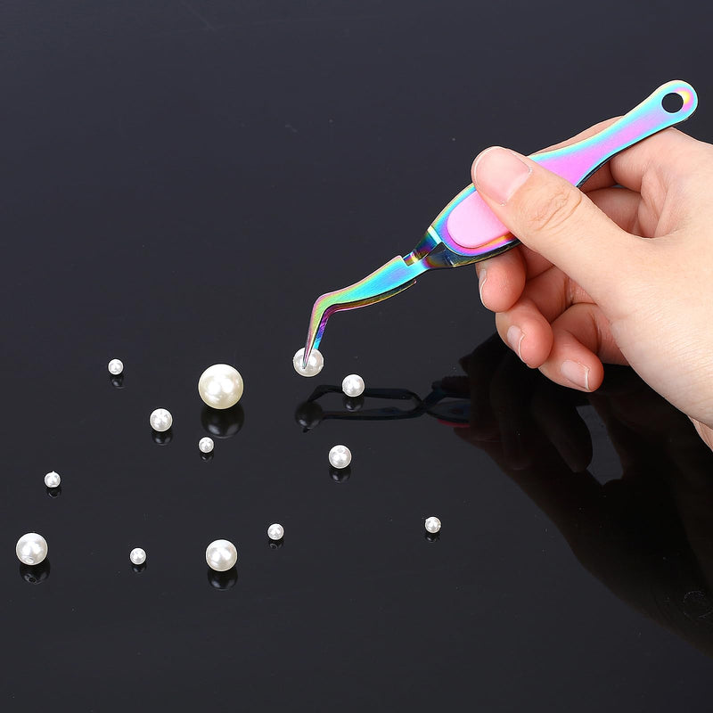 2 Pcs Craft Tweezers Precision Crafting Tweezers Reverse Tweezers Soft Grip Tweezers Crossing Lock Tweezers Fine Point Tweezers with Curved Tip and Straight Tip Colorful